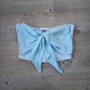 Y2K Pastel Blue Bow Ribbon Coquette Tube Top